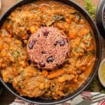 The best Haitian legume militon recipe paired with red beans and rice, thyme, Jacmel seasoning, Saint-March Seasoning. Perfect for meal prep and year-around dish.