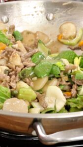 Beef Bok Choy Stir Fry in wok