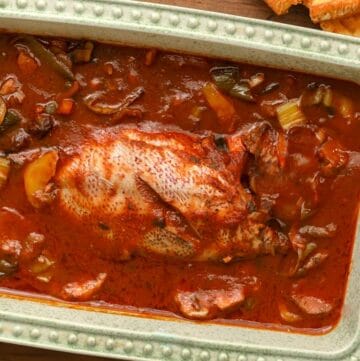 Haitian Fish Stew in baking dish
