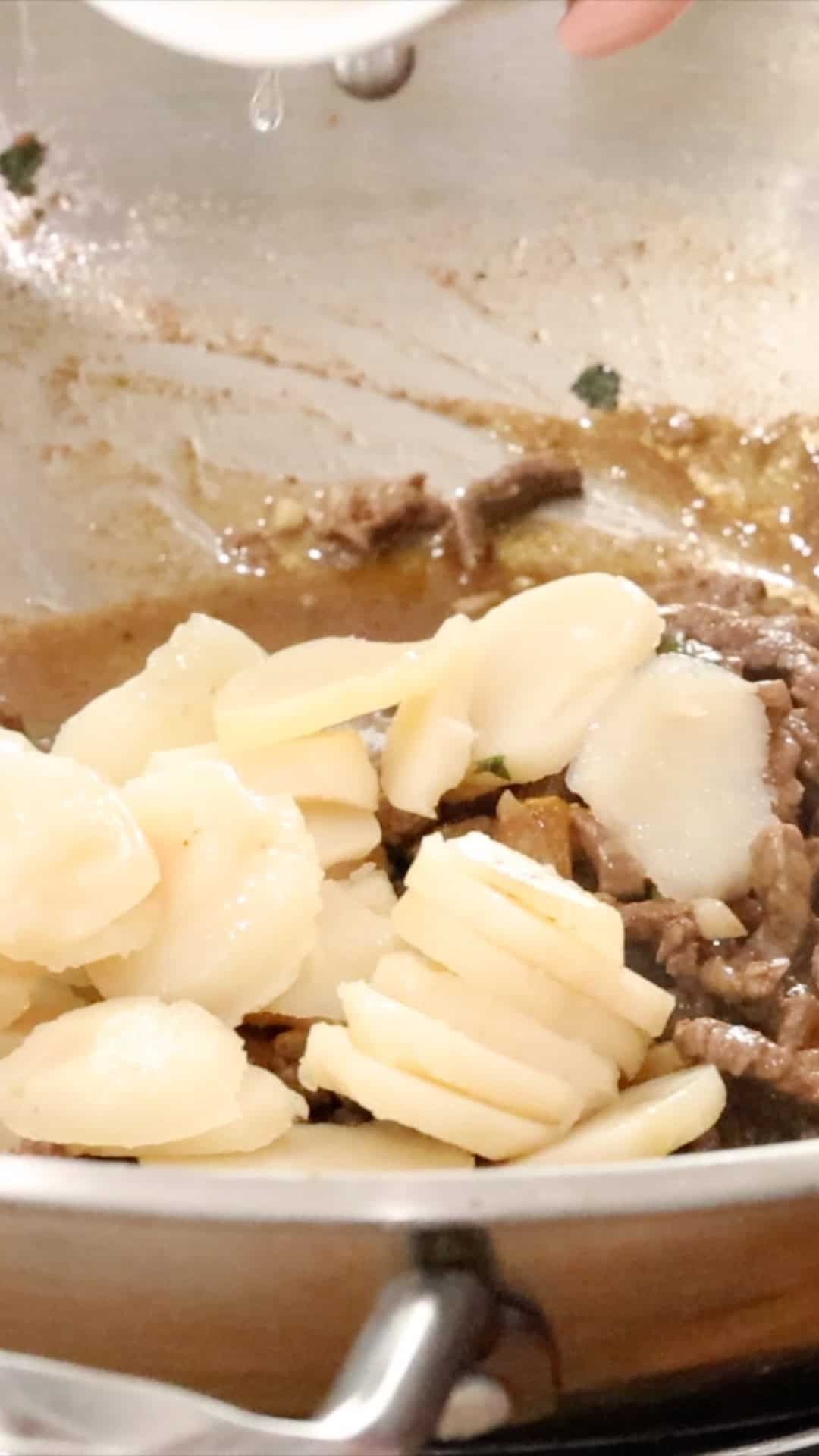 Water Chestnuts added to beef