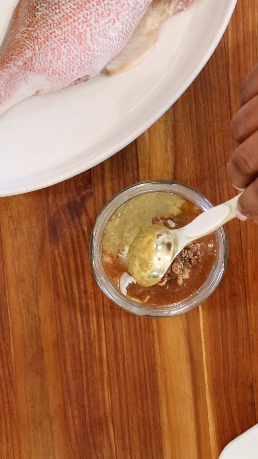 adding Haitian epis to Haitian-Style Fried Red Snapper
