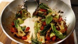 Bok Choy Pasta - Adding Creamer