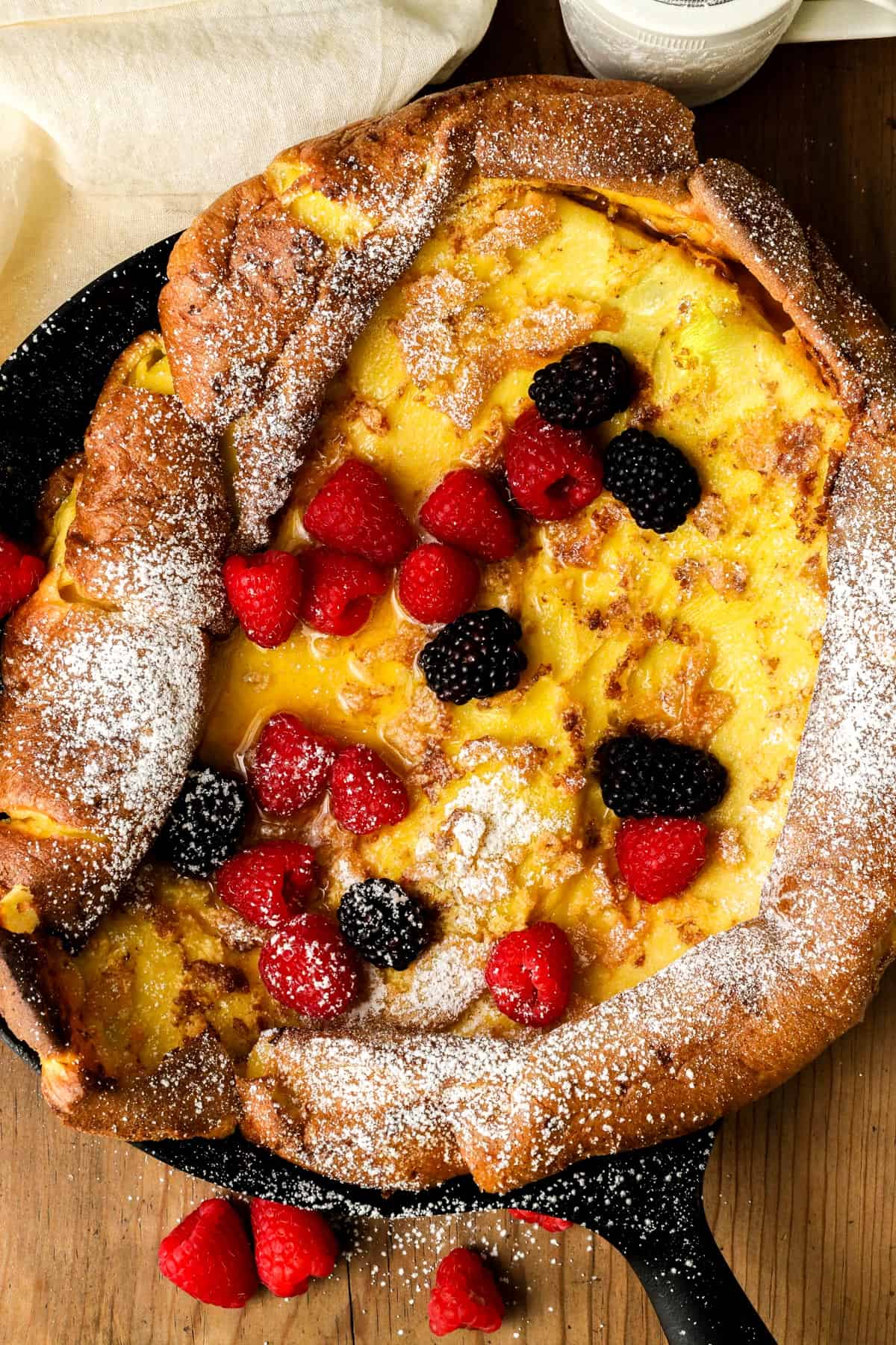 German Pancakes (Dutch Baby Pancakes) in cast iron skillet