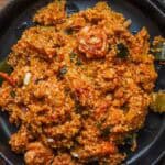 Mayi moulin with shrimp in black bowl