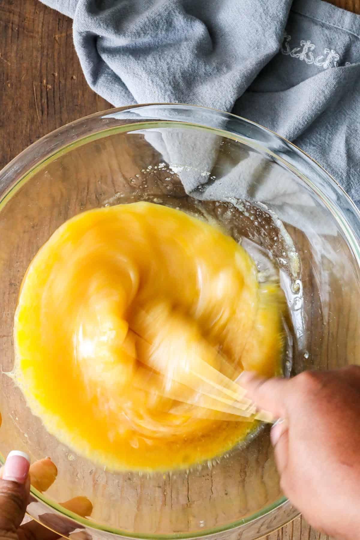 whisking wet ingredients