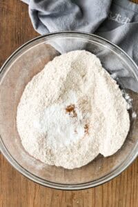 Combine dry ingredients in glass bowl