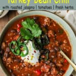 Turkey bean chili recipe pinterest pin