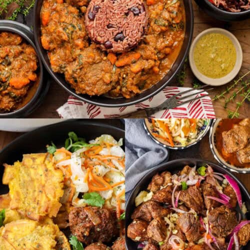 Collage of Haitian dishes