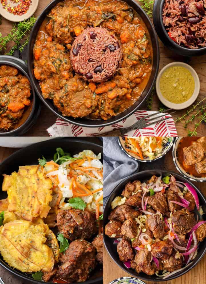Collage of Haitian dishes