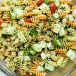 Pasta Salad in clear bowl