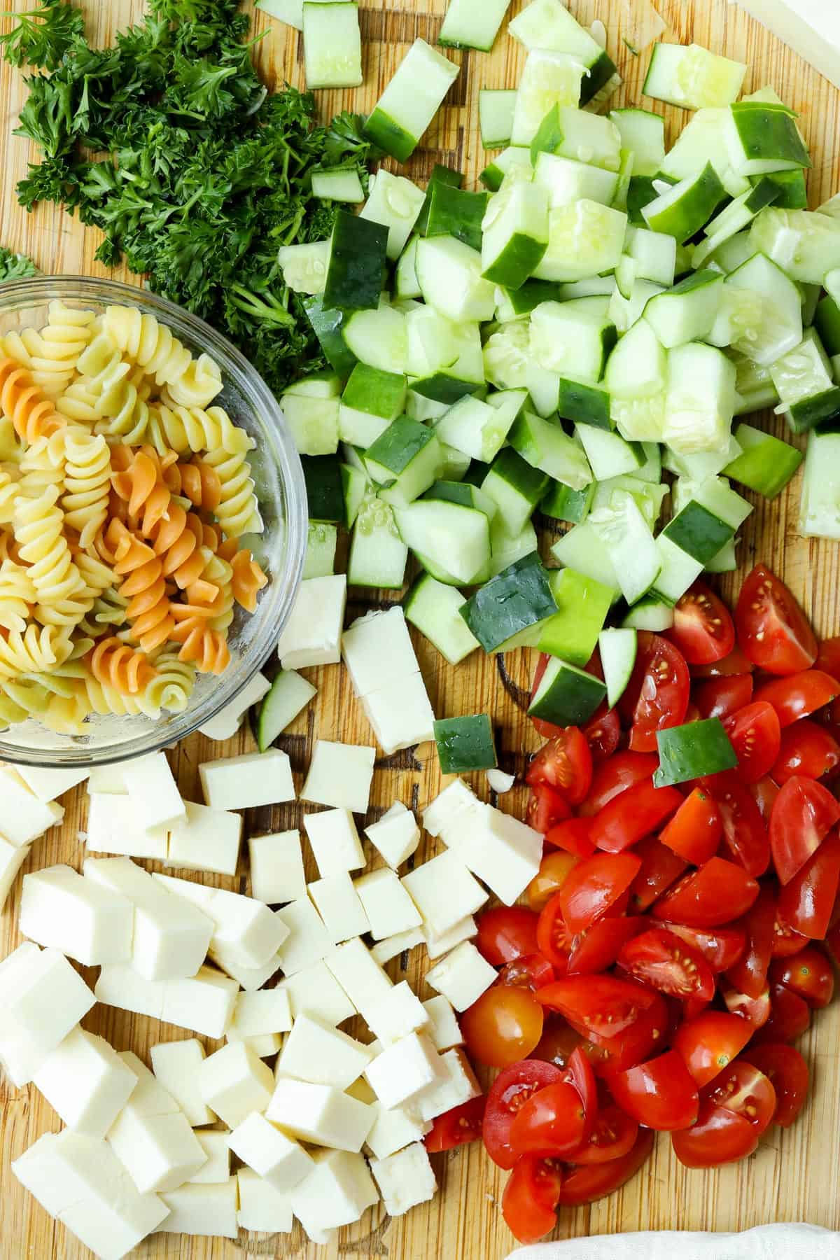 Ingredients for pasta salad