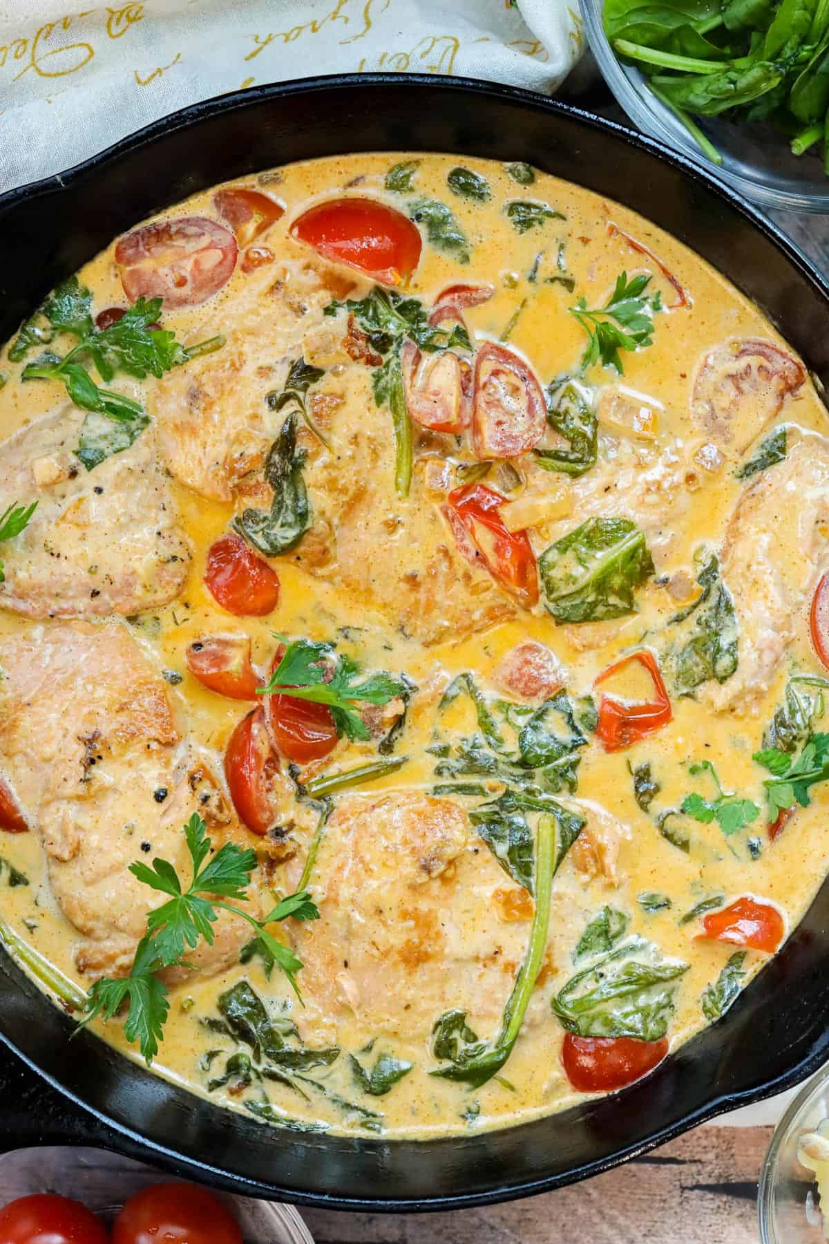 tuscan salmon recipe in skillet