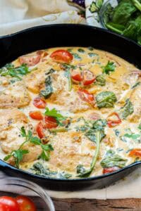 tuscan salmon recipe in skillet