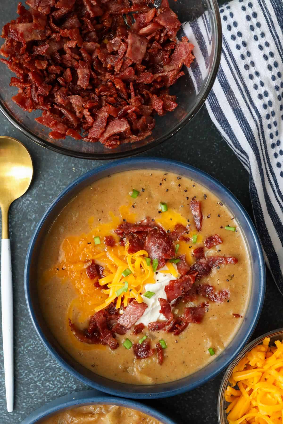 Cheesy Chunky Potato Soup with Bacon & Chives