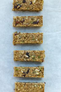 chilled granola bars on parchement paper