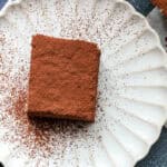 Tiramisu brownies on white plate