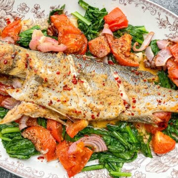 seasoned and oven roasted branzino fish