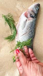 stuffing fish with dill
