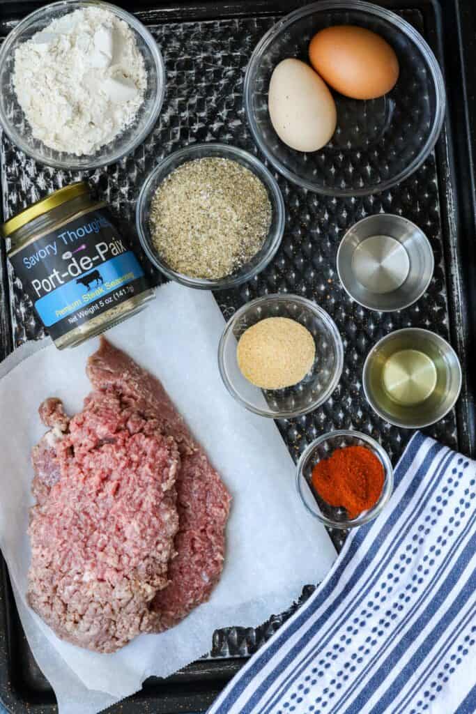 Ingredients to make chicken fried steak