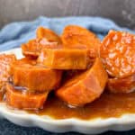 Easy Stovetop Candied Yams on white plate