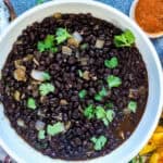 Mexican Black Beans topped with cilantro