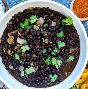 Mexican Black Beans topped with cilantro