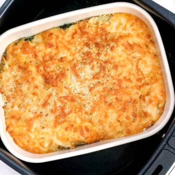 Shells Mac and Cheese (Recipe)- in air fryer basket