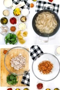 shrimp shells Mac and cheese step-by-step ingredients