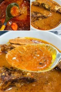 palm nut soup on spoon