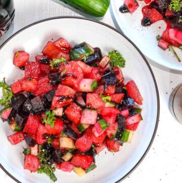 Watermelon Beet Salad with Cucumber