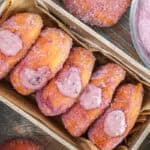 Dusted sugar FLUFFY BRIOCHE DONUTS with Blueberry Cream Cheese