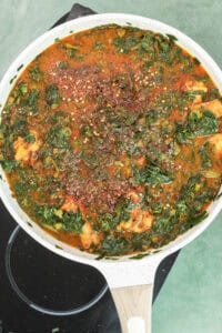Collard Greens Chicken Stew with chicken winglets and tender collard greens in seasoned broth