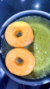 Frying donuts in skillet