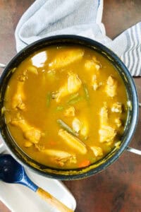 Chicken Soup Joumou (Haitian Chicken Pumpkin Soup) in stockpot