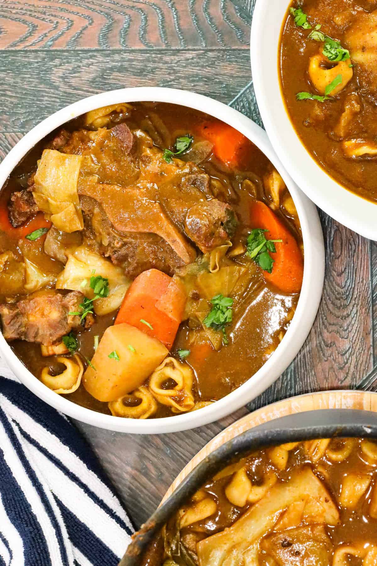 3 bowls of oxtail soup