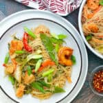 Filipino Pancit Bihon in white plate
